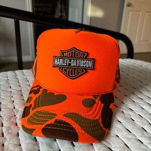 Orange camo Harley Davidson Trucker Hat
